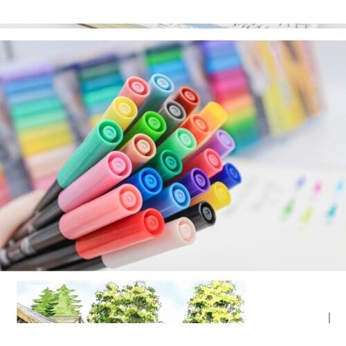 Marvy 1122 Double-Headed Brush Marker Pens Set 6Pcs/12Pcs Needle Fiber Soft Head Markers Brush Pens For Art Drawing
