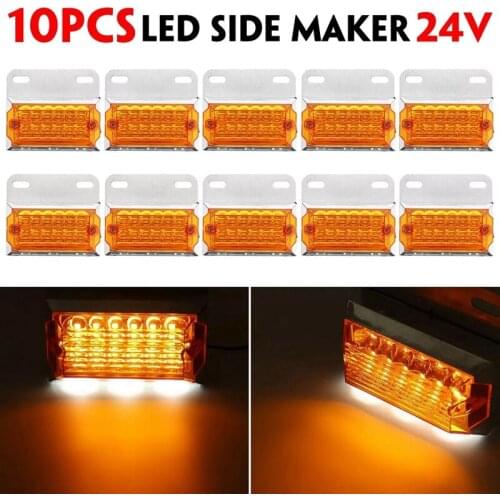 NEW-10Pcs 24V 15 LED Side Marker Lights Car External Lights Squarde Warning Tail Light Signal Lamp Trailer Truck Lorry Amber