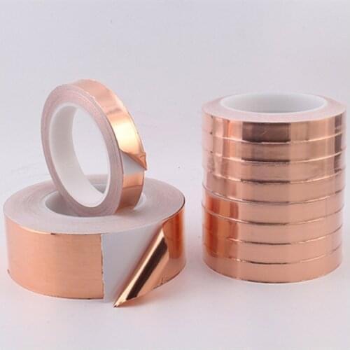 New 20 Meters Single Side Conductive Copper Foil Tape 4/5/6Mm Width Strip Adhesive Emi Shielding Heat Resist Tape