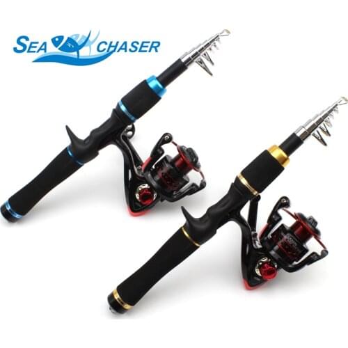 NEW 165cm Carbon spinning Fishing Casting Rod and spinning Reel Telescopic Travel Rod sea Trout Fishing Tackle