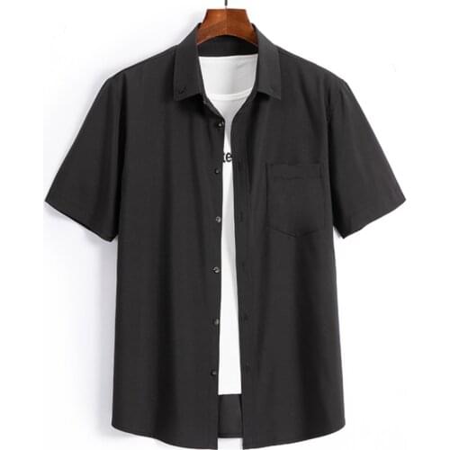2020 Summer Mens New Korean Fashion Coat Plus Size Casual Black Thin Short Sleeve Shirt Blusas Koszula Camisa Baggy Gomlek Erkek