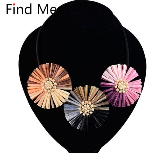 Find Me New Fashion Big Flowers Cloth Collar Choker Necklace Pendants Vintage Acrylic Maxi statement Necklace For Women Jewelry