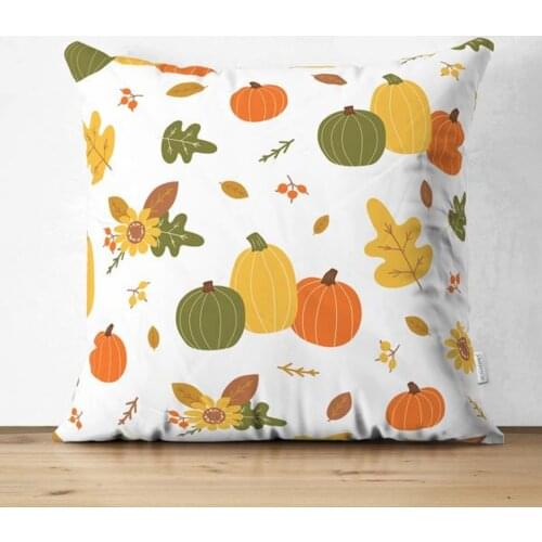 Halloween Pillow Case,Cotton Square Pillowcase,Orange Pumpkin Throw Pillow,Trick or Treat Home Decor,Bedroom Decor,Fall
