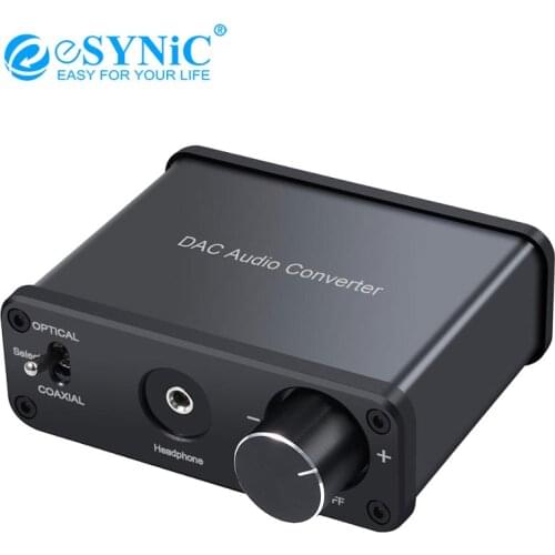 ESYNiC 192kHz DAC Converter Support Volume Adjustment Digital Coaxial Toslink to Analog Stereo L/R RCA 3.5mm Audio Adapter