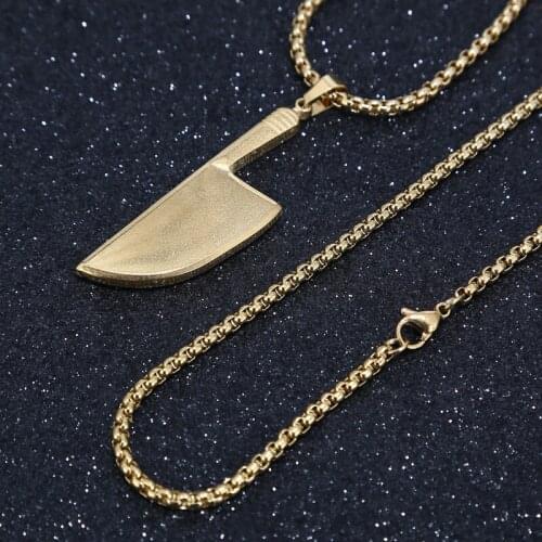 Silver/gold tone Chef Gifts Stainless Steel Kitchen Knife Pendant Necklace Jewelry for Men Women