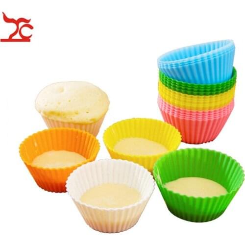 Color random delivery wholesale 7cm silicone muffin cup round heart-shape silicone baking cake cup cake mold star rose cake mold