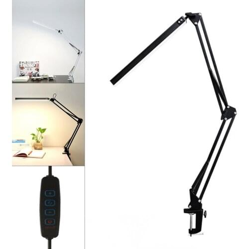 LED Folding Metal Clamp Desk Lamp USB Clip Table Lights Long Arm Dimming Table Lamp For Living Room Bedroom Reading Computers