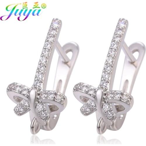 Juya DIY Cubic Zirconia Ear Wire Earring Hooks & Clasps Accessories For Women Fashion Dangle Earrings Making Material Supplies