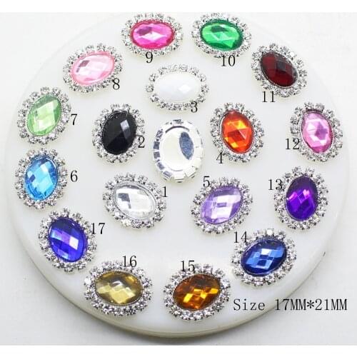 Factory Store 10pcs/set 17mm*21mm Oval Flatback Rhinestone Buttons Mix Acrylic Wedding Invitation Card Ribbon Bow Decoration