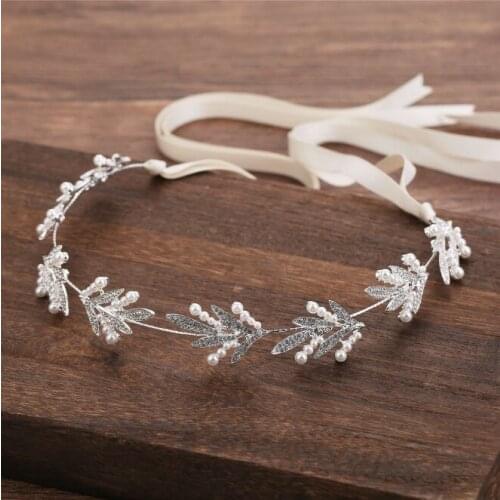Girls Handmade Ribbon Clear Crystal Wedding Headpieces Hair Vine Bridal Headband Hair accessories Women Hair Jewelry With Ribbon