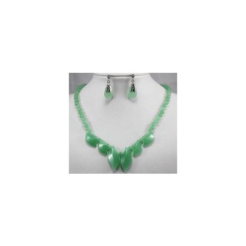 Nobility Woman natural Beautiful light green gem Necklace Earring Set mujer for women s-jewelryLuxury Ms. girl Wedding