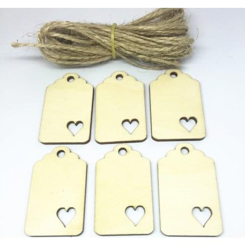 10pcs Natural Blank Wooden Mini Square Tags Perfect for Vintage Wedding Tables Place Names & Decoration With Heart Hole