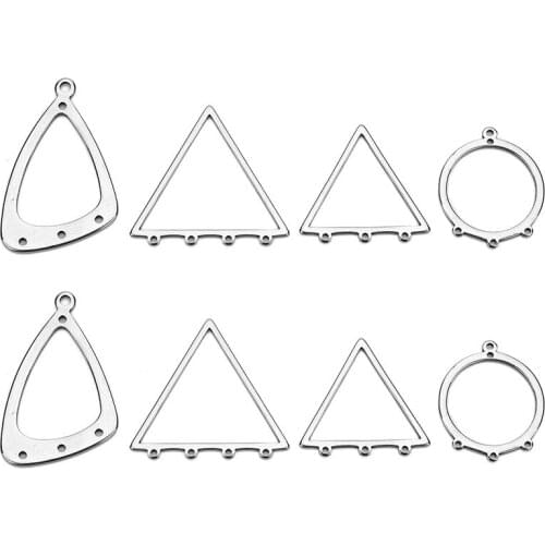 10pcs/lot Stainless Steel Triangle Water Droplets Shape Blank Pendant Charms Cabochon For DIY Jewelry Findings Making