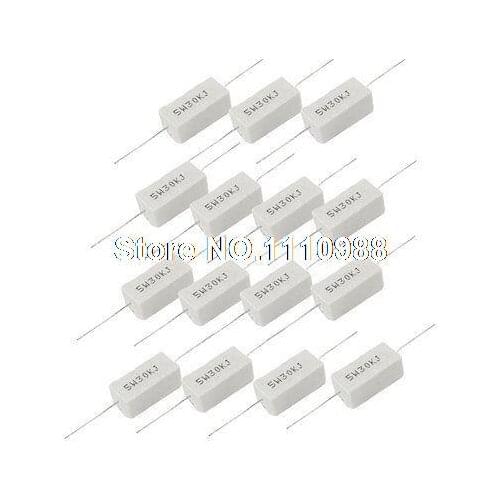 15 Pcs 30K Ohm 5W Watt Tolerance 5% Axial Cement Power Resistors