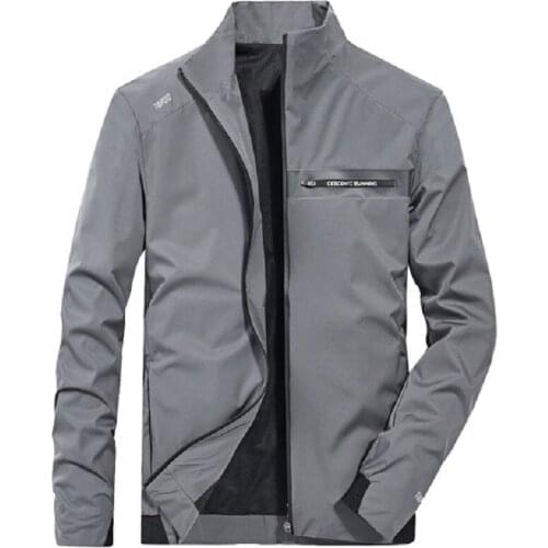 2019 fashion men zipper jacket coat long sleeves stand collar wind proof businessmen casual outfit plus size M-4XL blouse tops