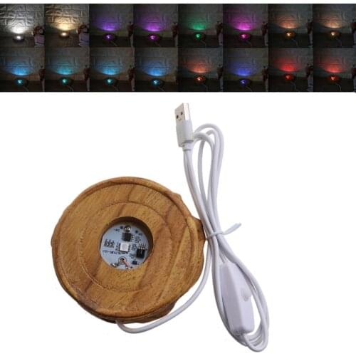 20CF Wooden LED Display Stand 3D Nightlight Round Base for Crystal Glass Ball for Home Decorations Birthday Gifts