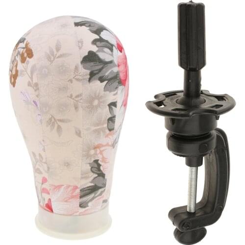 22 Inch Cork Canvas Block Mannequin Model Head Wigs Making Display W/ Clamp
