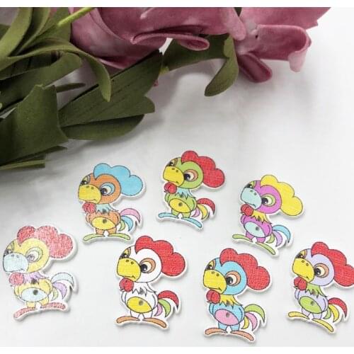 30Pcs Wooden Sewing Buttons Scrapbooking Cock shape 2 Holes 30X23mm Costura Botones Decorate WB570