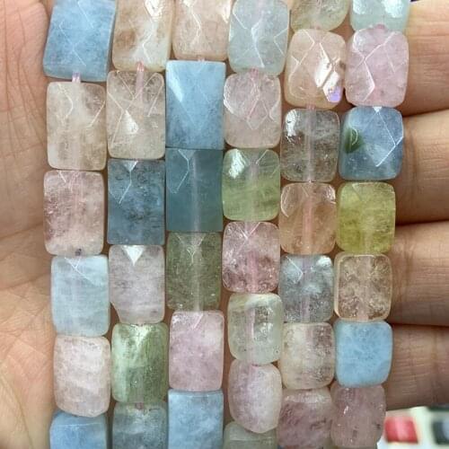 Natural Morgan Stone Beads 15'' Faceted Square Rectangle DIY Loose Beads For Jewelry Making Beads Women Bracelet Necklace Gift