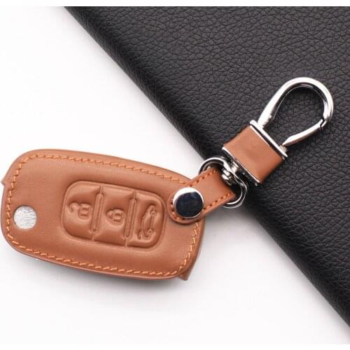 Car Leather Remote Control Keychain Key Cover Case For LADA Sedan / Largus / Kalina / Granta / Vesta 3 button Flip Key Bag