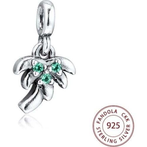CKK 925 Sterling Silver My Palm Tree Dangle Charms Fits Original Me Bracelet Argent 925 Small Hole Beads for Jewelry Making