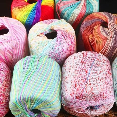60g/ball Colorful Lace 100% Cotton Yarn Segmental Dyeing Gradient Yarn DIY Hand Knitting Crochet Garment Doll Lace Yarn