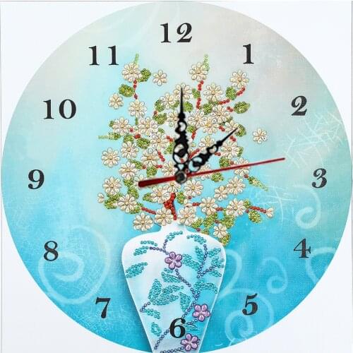 Flower Vase Clock Diamond Embroidery Crystal Clock 5D Diamond Mosaic Sale Diy Painting Rhinestones Wall Sticker