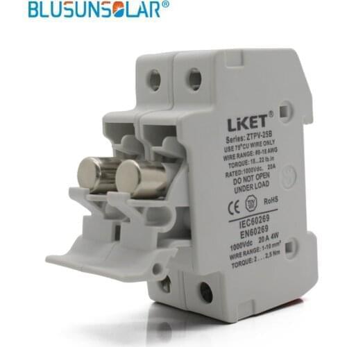 1 Set 2P Parallel Fuse Holder 10*38mm With DC 1000V 3A 10A 15A 20A 25A 30A Fusible for for Solar System Protection PV Fuses