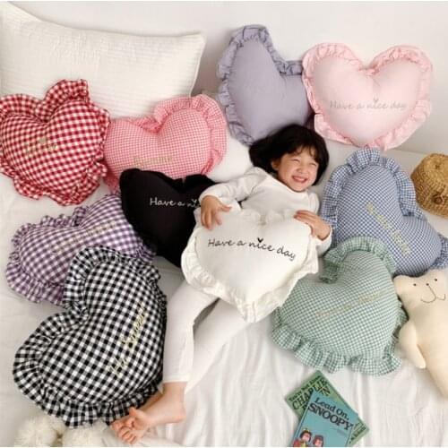 Baby pillow baby room decoration 100% cotton with filler heart pillow For Cot Baby Bedding Accessory kids Nursing Pillow Soft