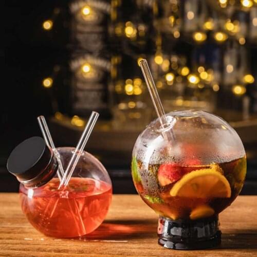 Creative Round Ball Cocktail Glass Molecular Wine Glass With Straws Juice Cup Bar Party Club Drinkware 285/450ml Dropshipping