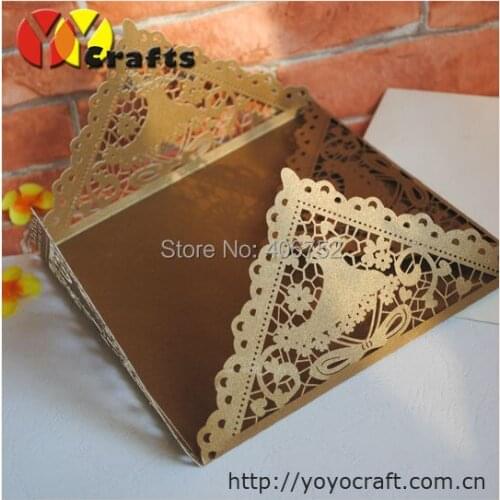 Laser cut invitation card for wedding decoration,four folded filigree wedding invitation cards with printing insert cards