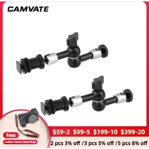 CAMVATE 2 Pieces 7"Articulating Magic Arm With Hot Shoe Mount & 1/4" -20 Screw For Monitor,Video Light,Flash,Microphone Mounting