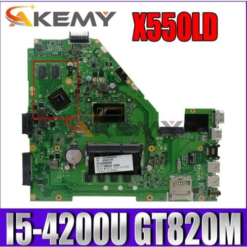 Akemy X550LD Laptop motherboard for ASUS VivoBook X550LD X550LC X550LN X550L mainboard DDR3L 4GB-RAM I5-4200U GT820M LVDS