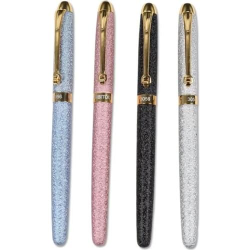 4 Colors LANBITOU metal Fountain Pen with Gold Clip school Office stationery fashion 0.38 nib Writing ink Pens gift