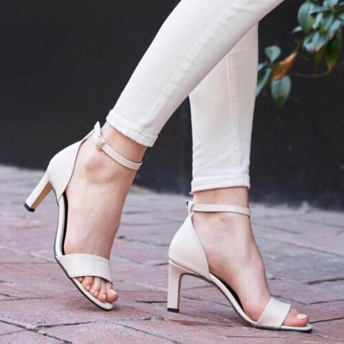 Mio Gusto Brand CARRIE, Skin / Tan / White / Black Colors, 5Cm Heel-height, quality Women 's Sandals Shoes