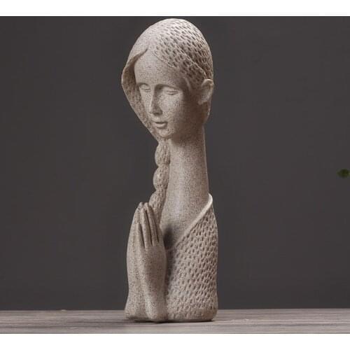 Simple Modern Creative Praying Girl Craft Ornaments ,Vintage Resin Angel Statue Office Living Room Art Sculpture crafts