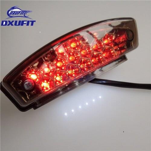 DXUFIT Motorcycle LED 12V Motorcycle LED Brake Tail Light with License Plate Light