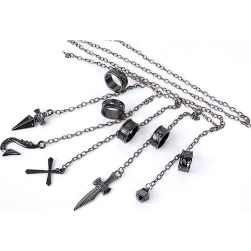 Cartoon Hunter x Hunter Kurapika Metal Rings Alloy Chain Figerrings Pendant Accessories Cosplay