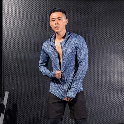 Men Training Jacket Zipper Sports Hoodie Gym Fitness Running Soccer Basketball Breathable Reflective Sportwear