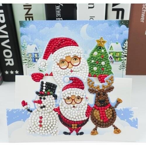 Three-dimensional Diamond Painting Christmas Cards Diamond Embroidery Santa Claus Greeting Postcards DIY Diamond Mosaic Gift