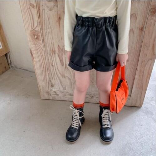 2020 new girls PU Leather shorts autumn cotton fashion girls shorts 2-7 years YC396