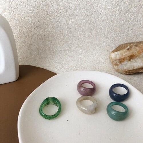 2020 New Colorful Transparent Acrylic Irregular Marble Pattern Ring Resin Tortoise Rings for Women Girls Fashion Jewelry