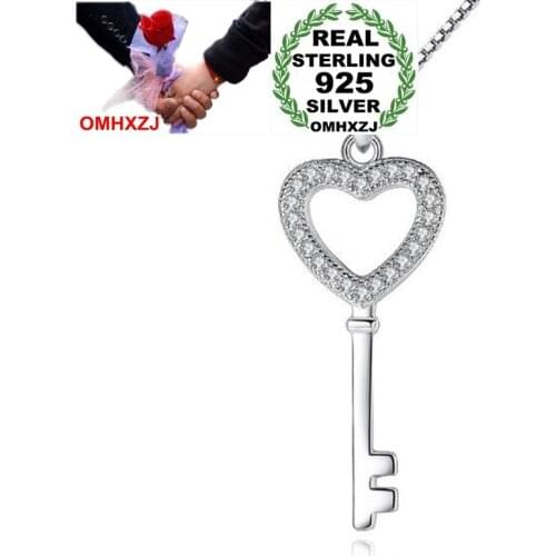 OMHXZJ Wholesale Fashion Sweet Key OL Woman Child Gift AAA Zircon 925 Sterling Silver Pendant Charms PE123 ( NO Chain Necklace )