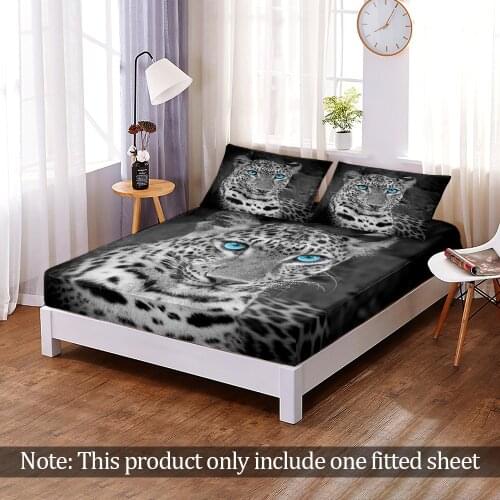 Custom Elastic Band Bed Sheet 3D Print Jungle Wild Animal Leopard Tiger Fitted Sheet Bedroom Decor Adult Boys Queen King 1pc