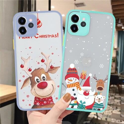 Clear Transparent Hard PC Shockproof Case For Xiaomi Redmi Note 9 9S 10 10S 7 8 Pro Christmas Gift New Year Matte Cover Capa Bag