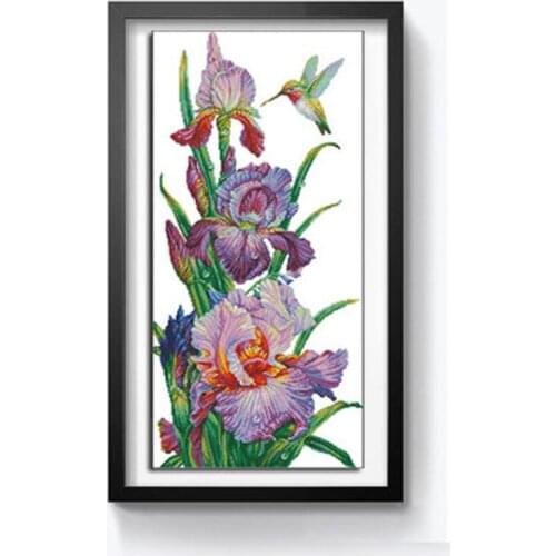 Iris and Hummingbird patterns Counted Cross Stitch 11CT 14CT 18CT DIY Cross Stitch Kits Embroidery Needlework Sets home decor