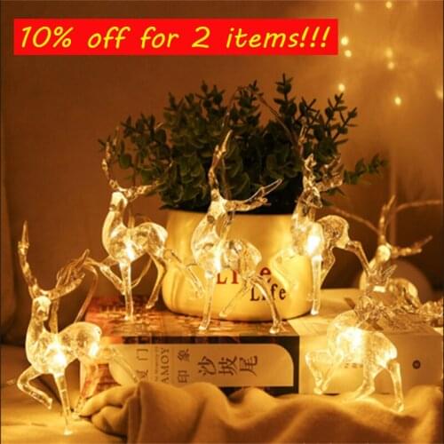 New LED Sika Deer String Lights Christmas Day Elk Shape Deer Decoration Lights Room Atmosphere Lights Hanging Lights