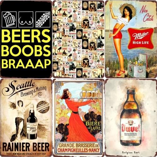 Ice Cold Beer Plaque Vintage Metal Tin Sign Man Cave Poster Home Bar Cafe Club Wall Decoration Belgian Beer Art Plate Decor N348