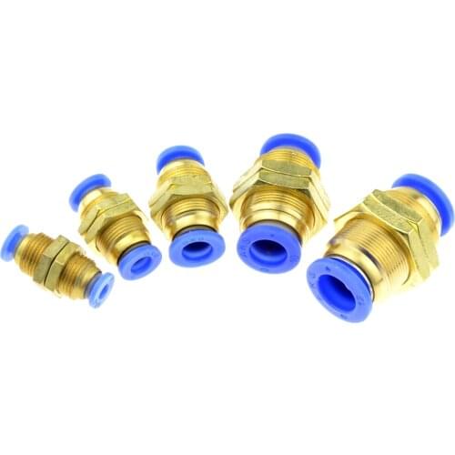 Air Pneumatic Straight Bulkhead Union 10mm 8mm 6mm 4mm 12mm OD Hose Tube One Touch Push Into Gas Connector Brass Quick Fitting