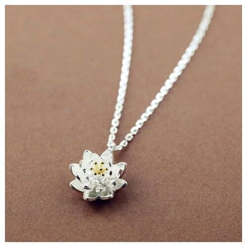 Daisies 925 Sterling Silver Lotus Necklaces & Pendants For Women Elegant Flower Necklace Sterling Silver Jewelry Bijoux Femme